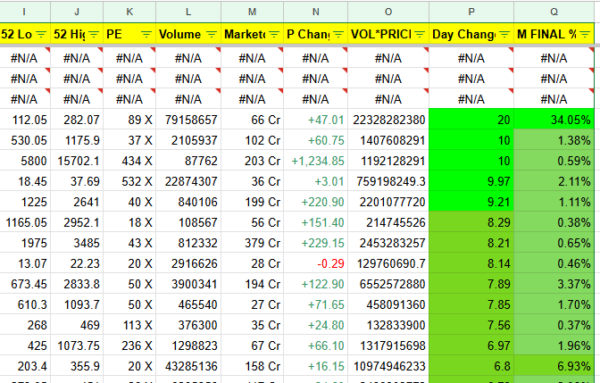 Magic Sheet Top 1000 Stocks